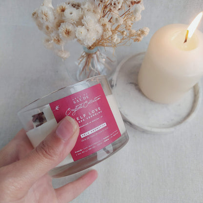 Vela Aromática con Cristales Self Love Frutos Rojos y Jaspe Rojo 110ML