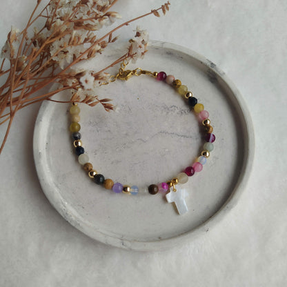 Pulsera Antillas Mix de Minerales y Colgante de Nácar