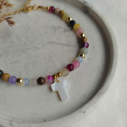 Pulsera Antillas Mix de Minerales y Colgante de Nácar