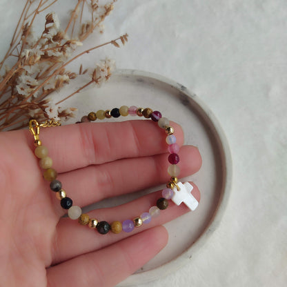 Pulsera Antillas Mix de Minerales y Colgante de Nácar