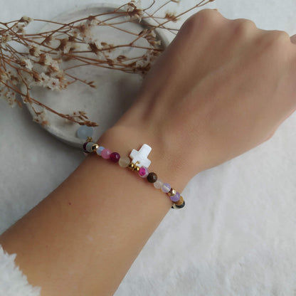 Pulsera Antillas Mix de Minerales y Colgante de Nácar