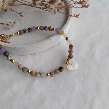 Pulsera Antillas Mix de Minerales y Colgante de Nácar