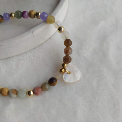 Pulsera Antillas Mix de Minerales y Colgante de Nácar