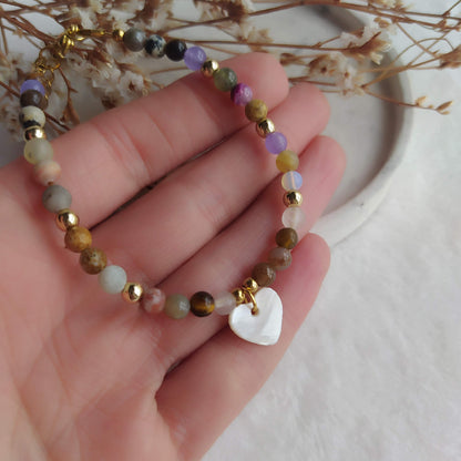 Pulsera Antillas Mix de Minerales y Colgante de Nácar
