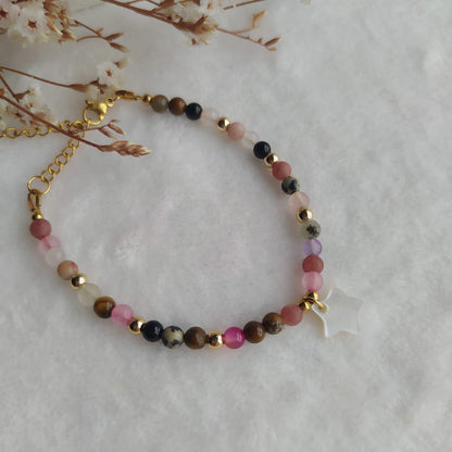 Pulsera Antillas Mix de Minerales y Colgante de Nácar