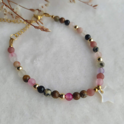 Pulsera Antillas Mix de Minerales y Colgante de Nácar