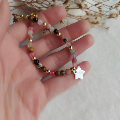 Pulsera Antillas Mix de Minerales y Colgante de Nácar