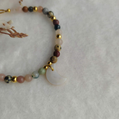 Pulsera Antillas Mix de Minerales y Colgante de Nácar