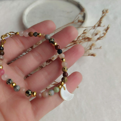 Pulsera Antillas Mix de Minerales y Colgante de Nácar