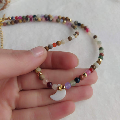 Collar Antillas Mix de Minerales y Colgante de Nácar