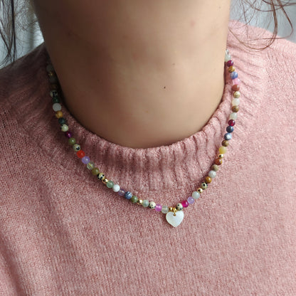 Collar Antillas Mix de Minerales y Colgante de Nácar