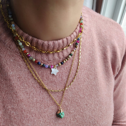 Collar Antillas Mix de Minerales y Colgante de Nácar