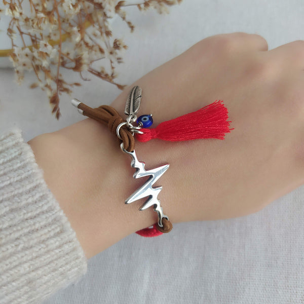 Pulsera Latido Elástica Colgantes Rojo