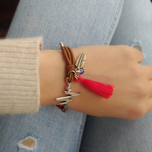 Pulsera Latido Elástica Colgantes Rojo