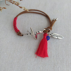 Pulsera Latido Elástica Colgantes Rojo