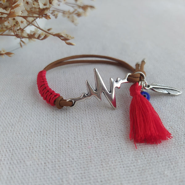 Pulsera Latido Elástica Colgantes Rojo