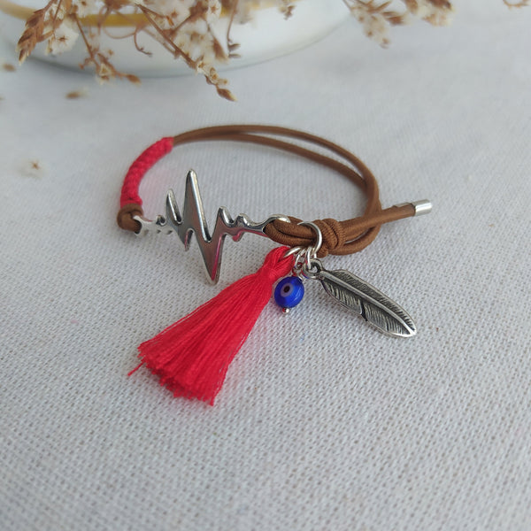 Pulsera Latido Elástica Colgantes Rojo