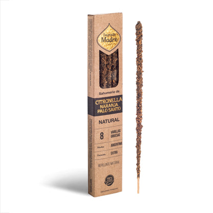 Incienso Línea Natural Citronella, Naranja y Palo Santo Sagrada Madre · Entusiasmo y vitalidad