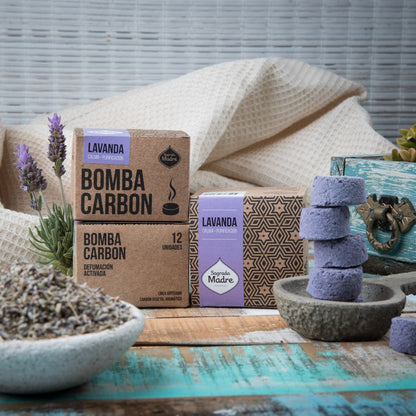 Bomba de Carbón de Defumación Activada Mini Sagrada Madre Lavanda - Calma y Purificación