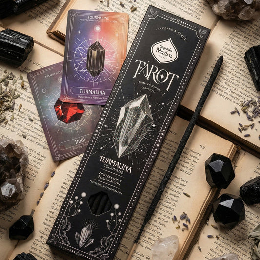 Incienso Tarot Gemas Turmalina Sagrada Madre · Mirra y Jazmín