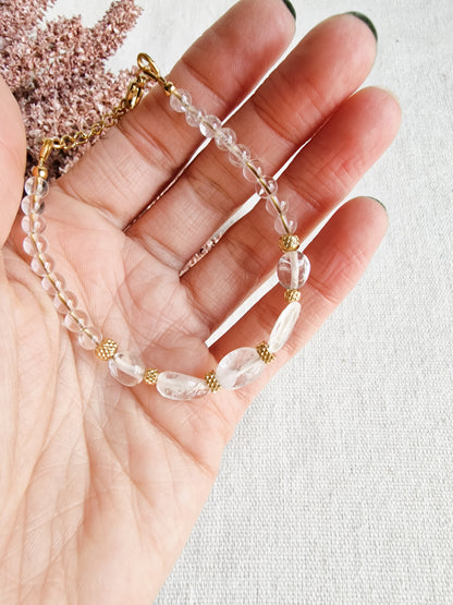 Pulsera Amuleto Luz de Cuarzo Cristal | Energía, Claridad y Conexión Espiritual.