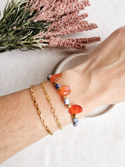 Pulsera Amuleto Autoconfianza | Cornalina, Cuarzo Rosa y Sodalita para creer en ti.
