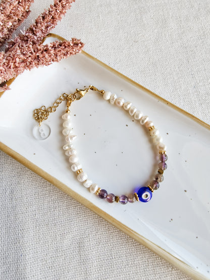 Pulsera Amuleto Protección Energética Ojo Turco y Amatista