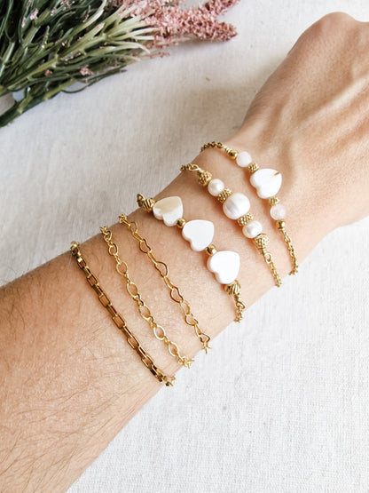 Pulsera Mío Cuore Dorado Cuarzo Rosa