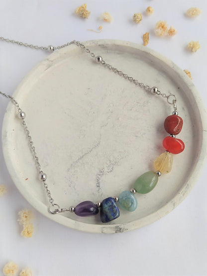 Collar 7 Chakras Plateado