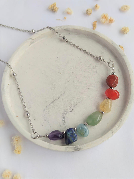 Collar 7 Chakras Plateado