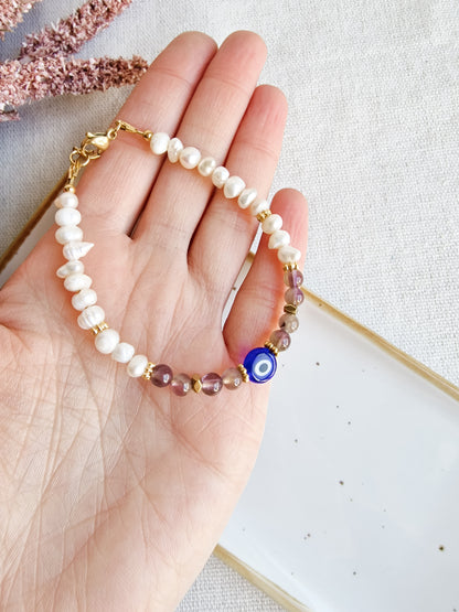 Pulsera Amuleto Protección Energética Ojo Turco y Amatista