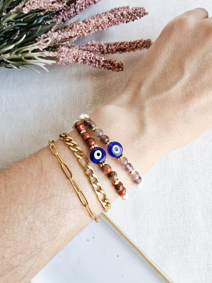 Pulsera Amuleto Protección Energética Ojo Turco y Amatista