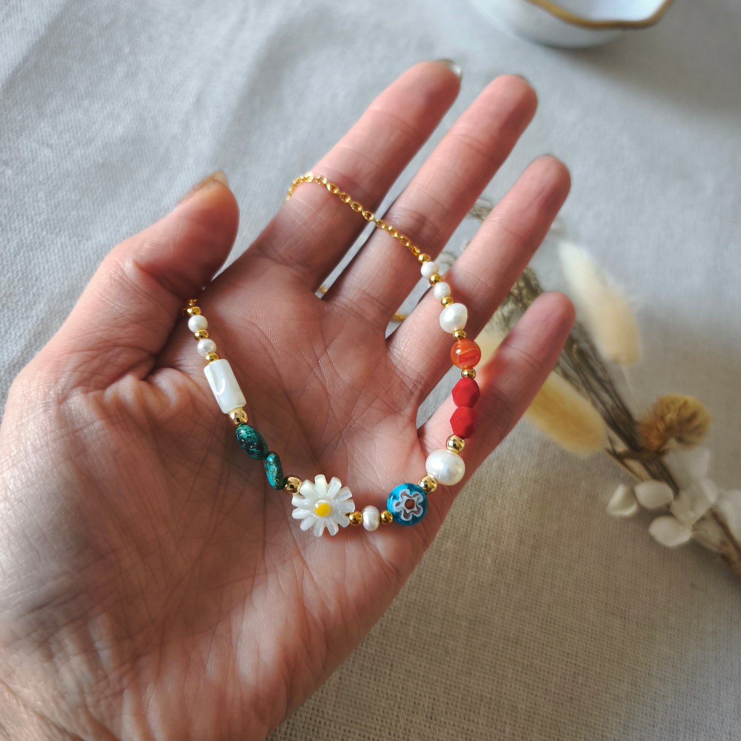 Collar Margarita con Ágatas y Turquesa Africana