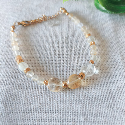 Pulsera Amuleto Citrino de Mineral Natural | Calidez, Abundancia y Vitalidad