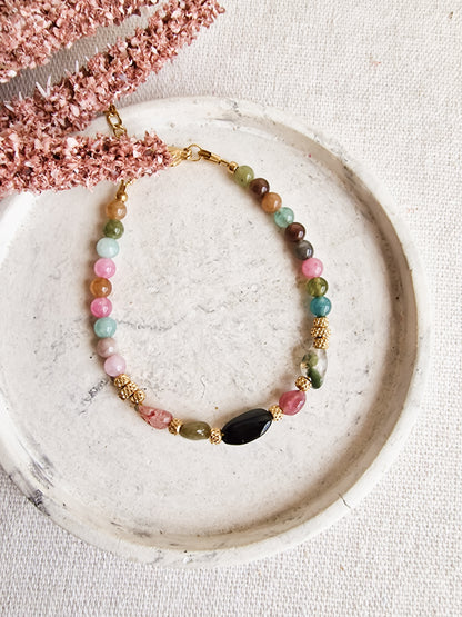 Pulsera Amuleto Turmalina Multicolor | Confianza, Alegría y Protección.