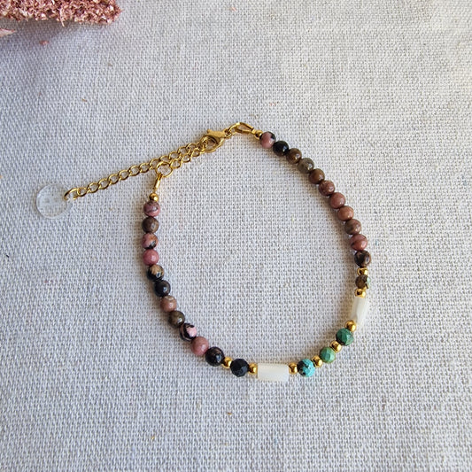 Pulsera Dalia Rodonita y Turquesa Africana