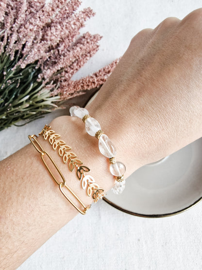 Pulsera Amuleto Luz de Cuarzo Cristal | Energía, Claridad y Conexión Espiritual.