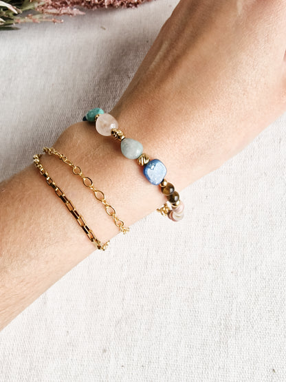 Pulsera Amuleto para la Autoestima con Rodocrosita y Cianita | Amor Propio y Sanación