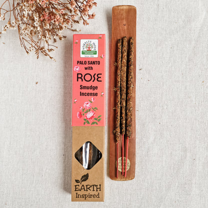 Incienso Artesanal Palo Santo con Rosa • Amor, Paz y Claridad Ilimitada