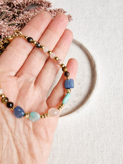 Pulsera Amuleto para la Autoestima con Rodocrosita y Cianita | Amor Propio y Sanación