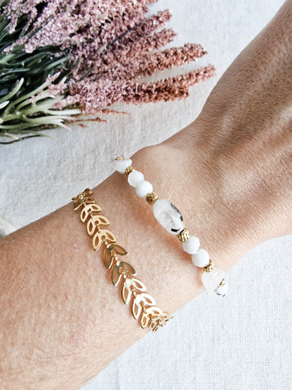 Pulsera Amuleto de Piedra Luna | Intuición, Ciclos Femeninos y Serenidad.