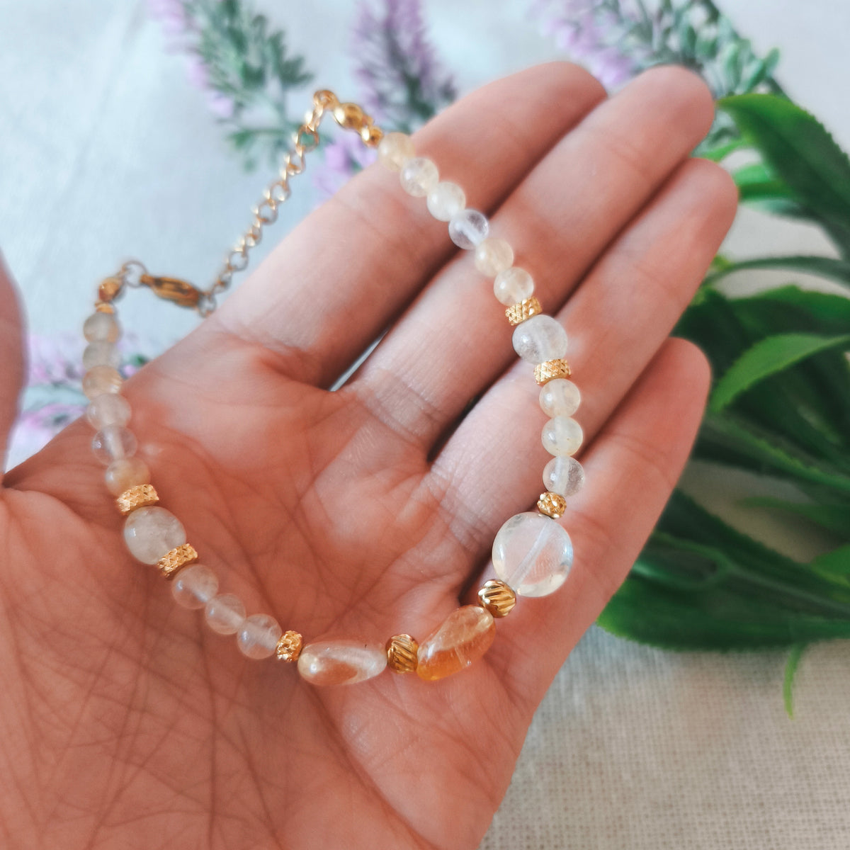 Pulsera Amuleto Citrino de Mineral Natural | Calidez, Abundancia y Vitalidad