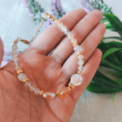 Pulsera Amuleto Citrino de Mineral Natural | Calidez, Abundancia y Vitalidad