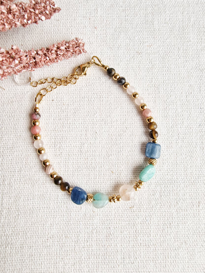 Pulsera Amuleto para la Autoestima con Rodocrosita y Cianita | Amor Propio y Sanación