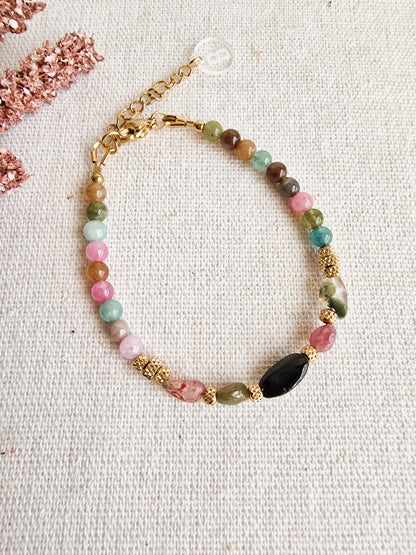 Pulsera Amuleto Turmalina Multicolor | Confianza, Alegría y Protección.