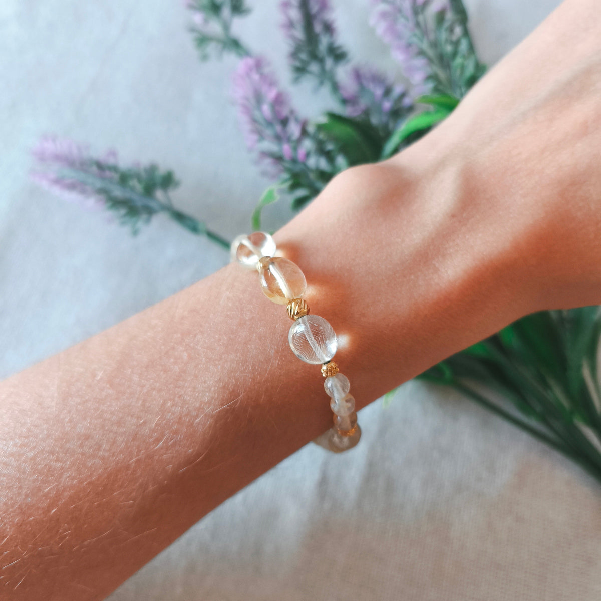 Pulsera Amuleto Citrino de Mineral Natural | Calidez, Abundancia y Vitalidad