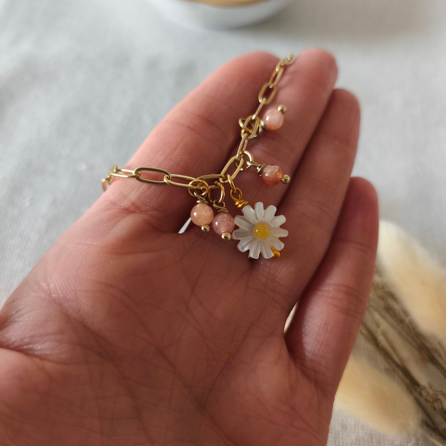 Collar Margarita y Piedra Luna