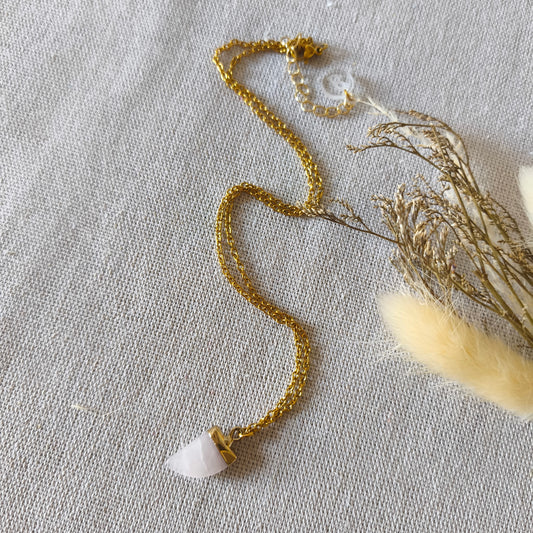 Collar Diente Cuarzo Rosa