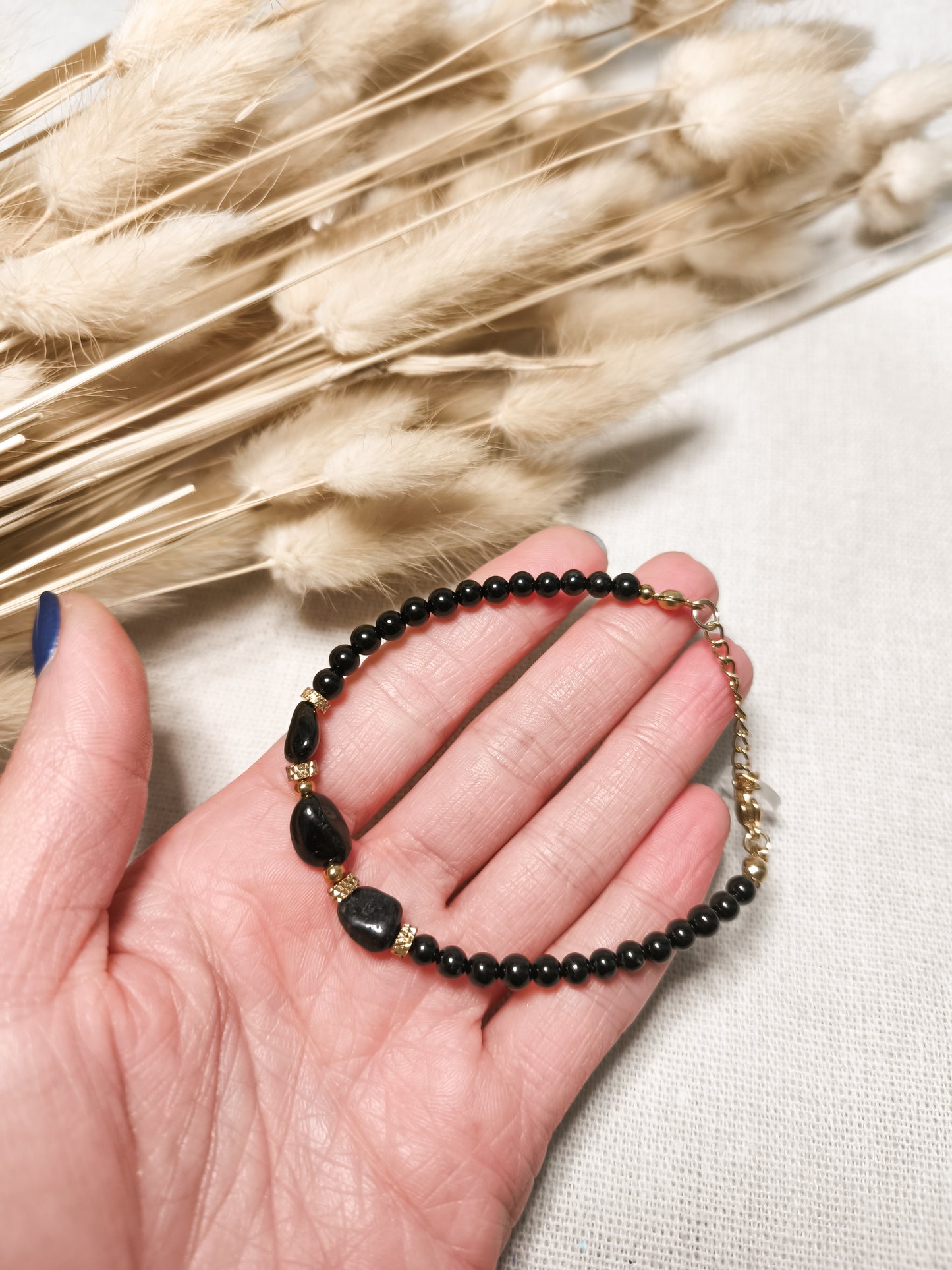 Pulsera Amuleto de Turmalina Negra | Escudo Energético, Enraizamiento y Limpieza.