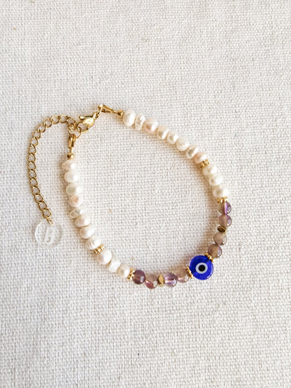 Pulsera Amuleto Protección Energética Ojo Turco y Amatista
